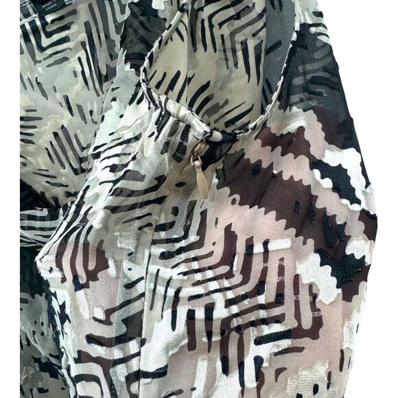 St John Sleeveless Blouse Womens Large Silk Cowl Neck Neutral Sheer Champagne - Picture 2 of 12